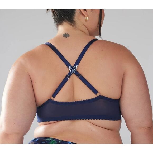 Savage X Fenty Women's Baroque Butterfly Lace Bralette Blue Green Size 2X (42C) - Picture 15 of 16